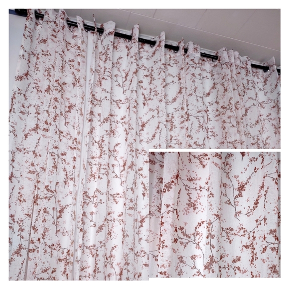None Other - Set of 4 Cherry Blossom Semi Sheer Light Filtering Curtains 54"W X 84"L